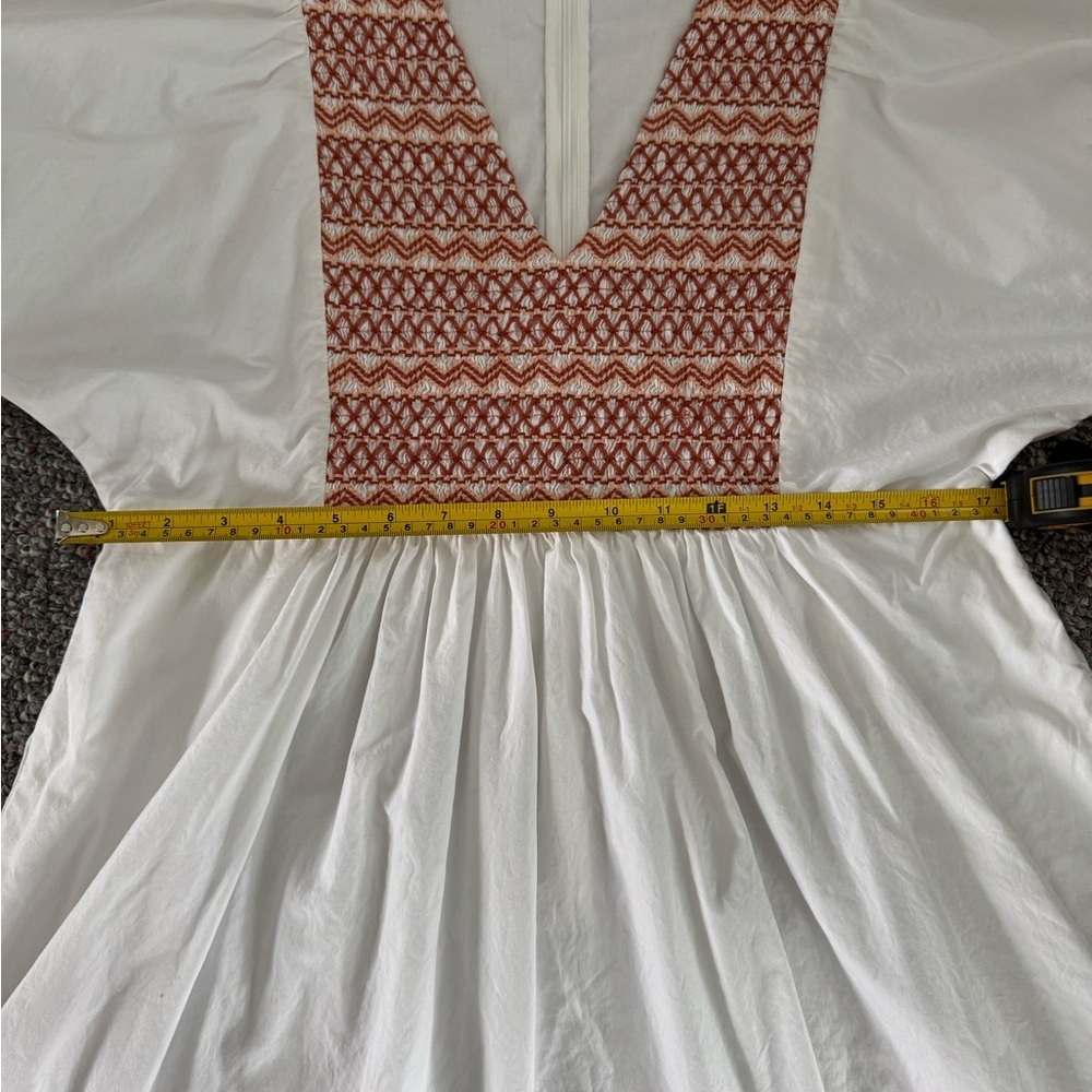 Madewell White Dress Coastal Cowgirl embroidery Accents Vey Cottagecore Flowy - Picture 4 of 12